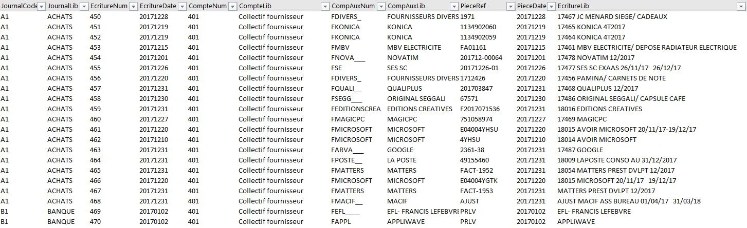 Exemple FEC format excel